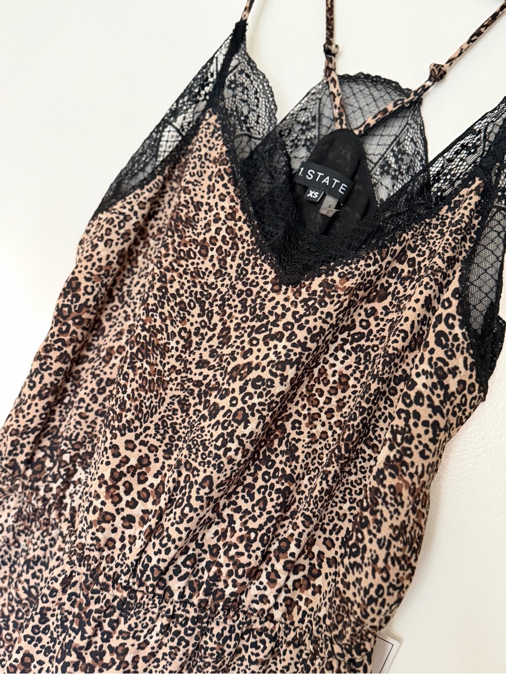 *NWT* 1.STATE Modern Rebel Leopard Lace Jumpsuit XS